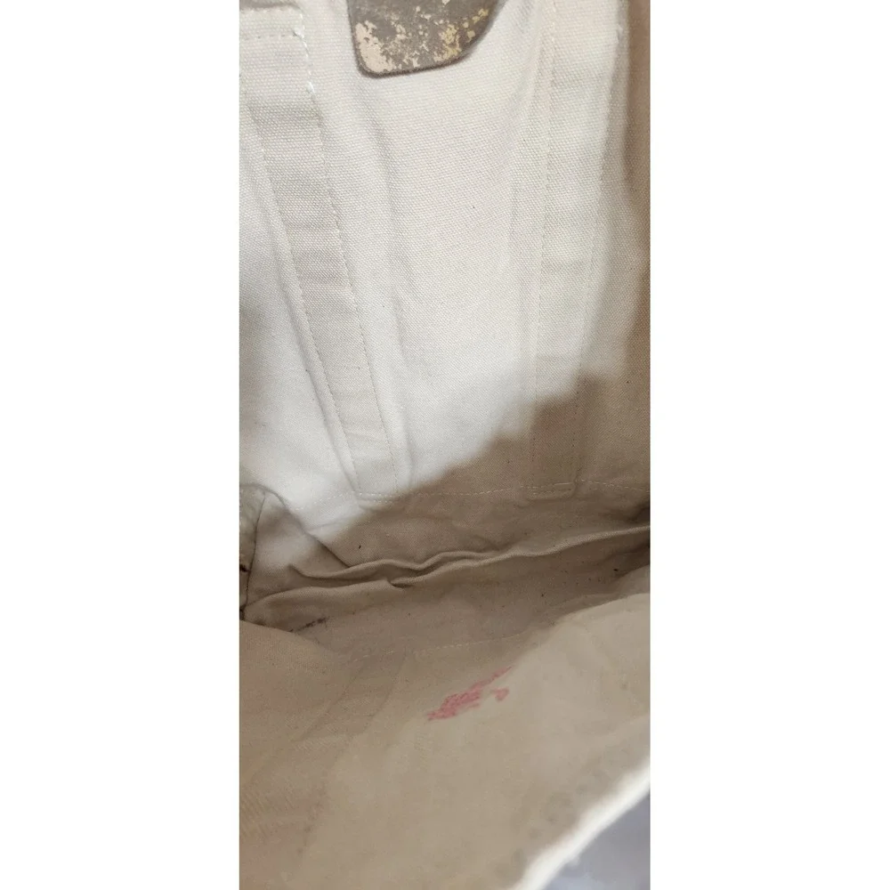 Polo Ralph Lauren Canvas Tote Bag Big Pony Embroidered Cream Pink Carryall